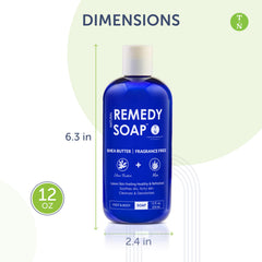 Truremedy Naturals Shea Butter No Fragrance Body Wash ingredients close-up shows shea butter and aloe for hydration.