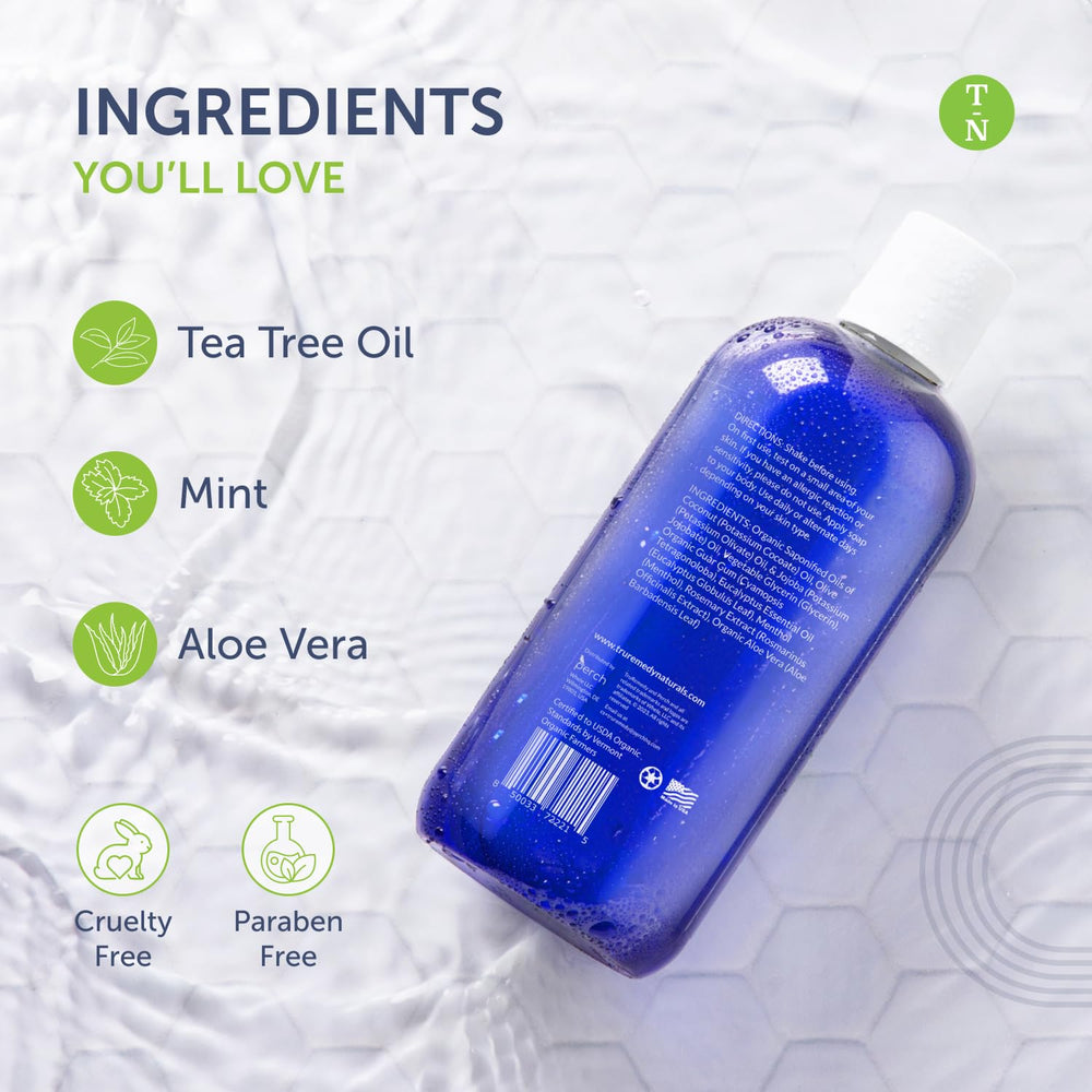Truremedy Naturals Tea Tree Oil Body Wash pump-cap enables quick post-gym cleansing.