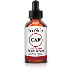 TruSkin Caffeine Serum bottle closeup highlighting the energizing formula for refreshed skin