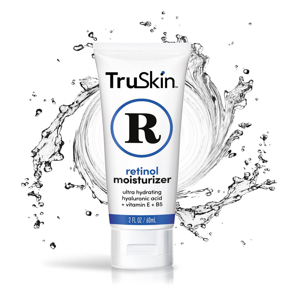 TruSkin moisturizer being applied to face during morning routine.