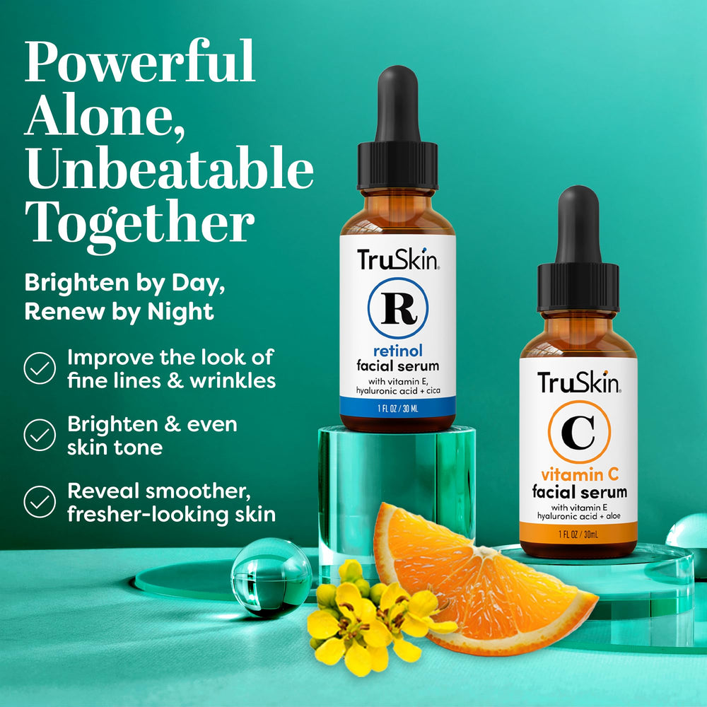 TruSkin Face Serum Duo gift box signals premium anti-aging set for gifting.