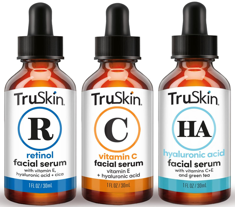 TruSkin Face Serum Trio packaging displays all three serums for a complete brightening routine.