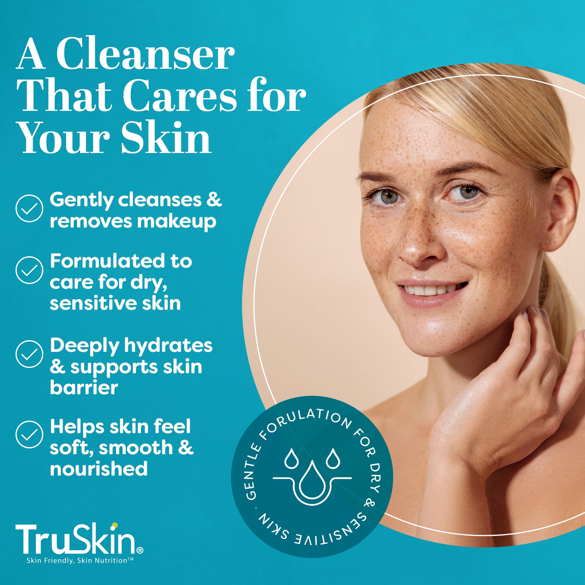 TruSkin Hyaluronic Acid ingredient close-up, emphasizing hydration support for a plump look.