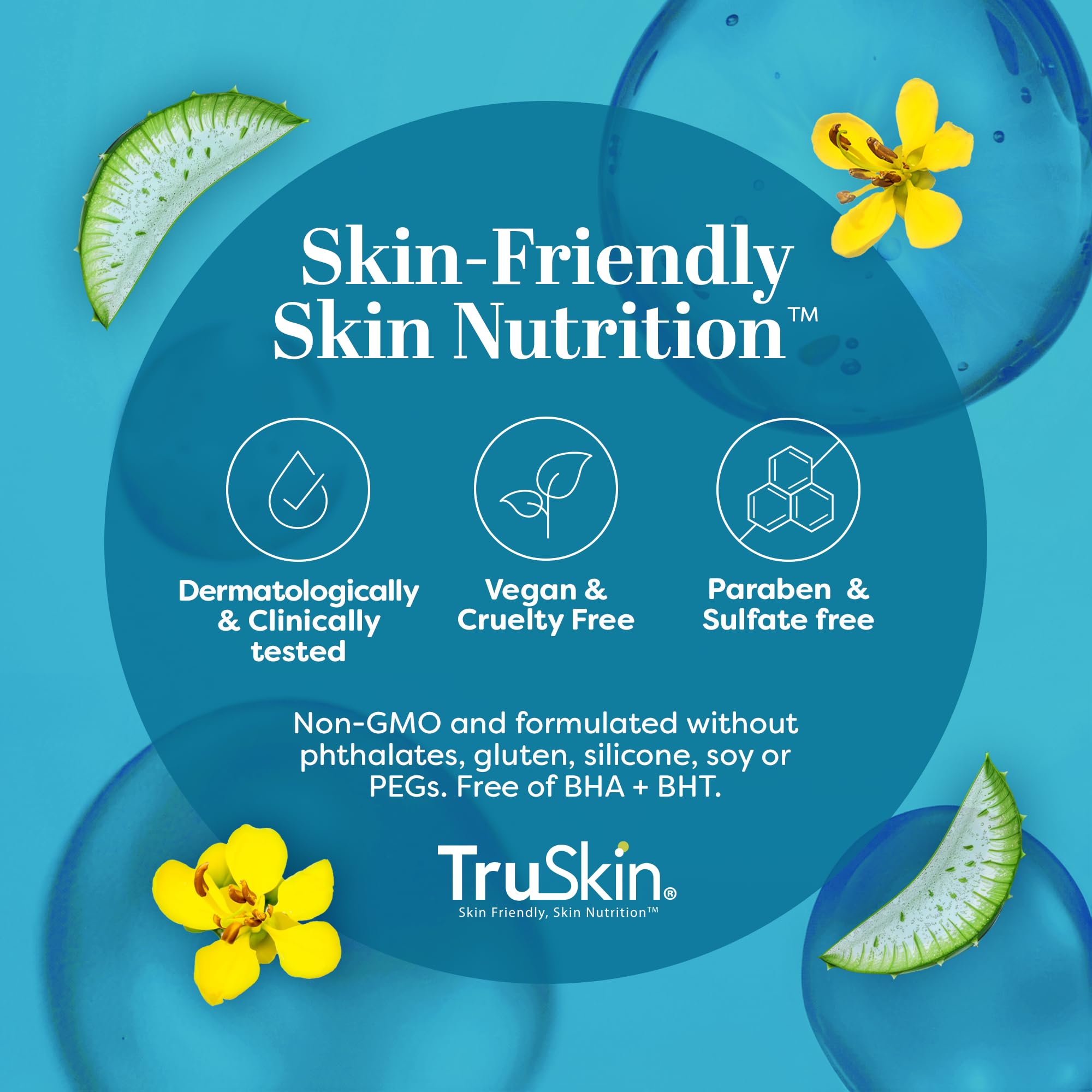 TruSkin Hyaluronic Acid Serum label indicating cruelty-free certification.