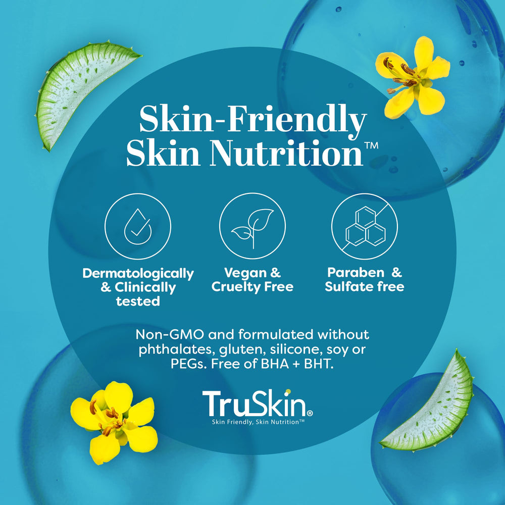 TruSkin Hyaluronic Acid Serum label indicating cruelty-free certification.