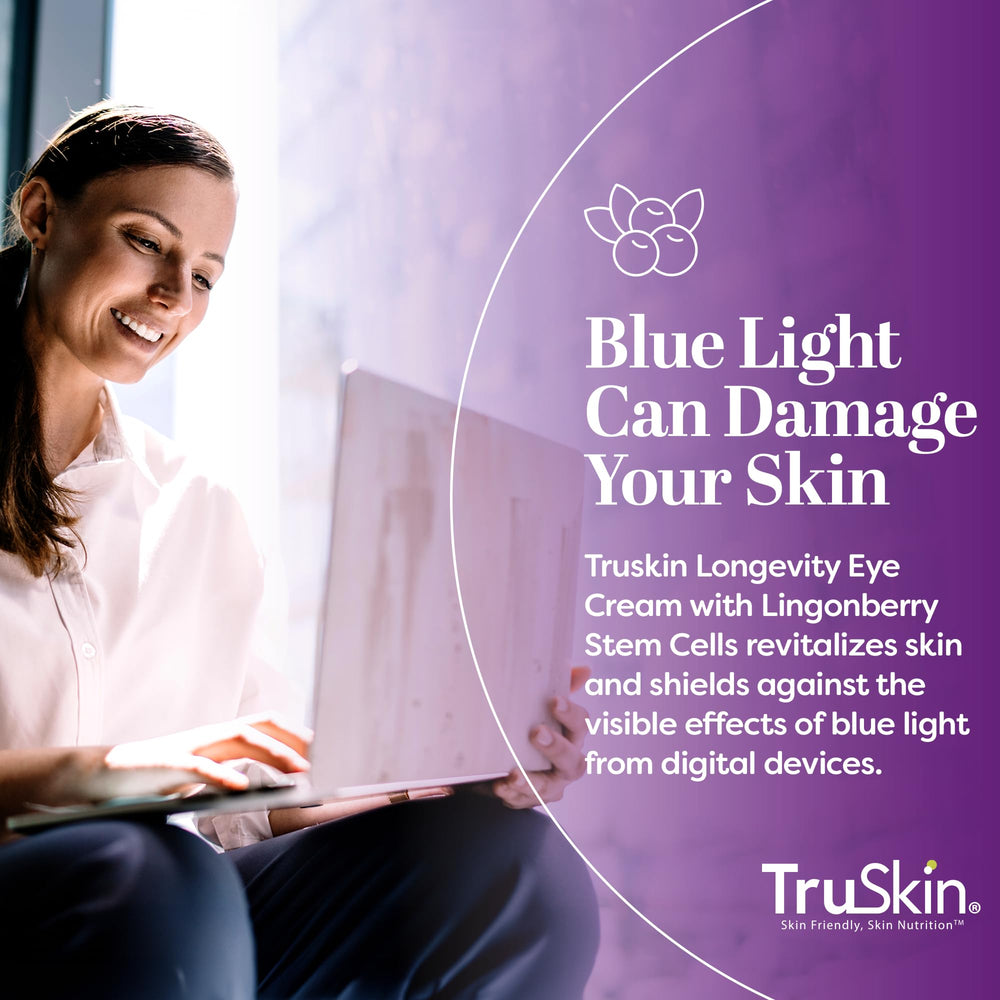 Lingonberry stem cells in TruSkin Longevity Eye Cream counter digital aging effects