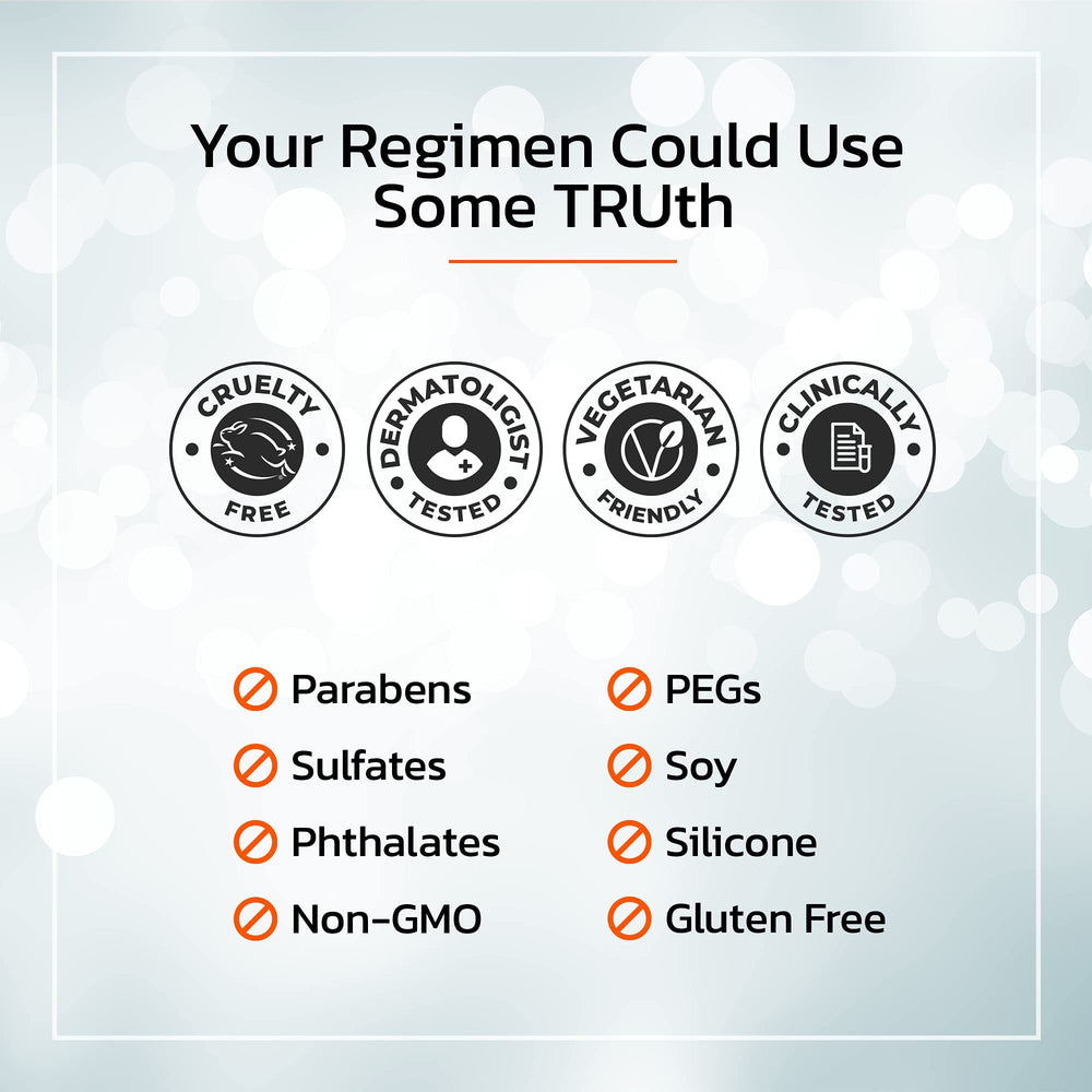 TruSkin face care routine shot with morning and evening steps.