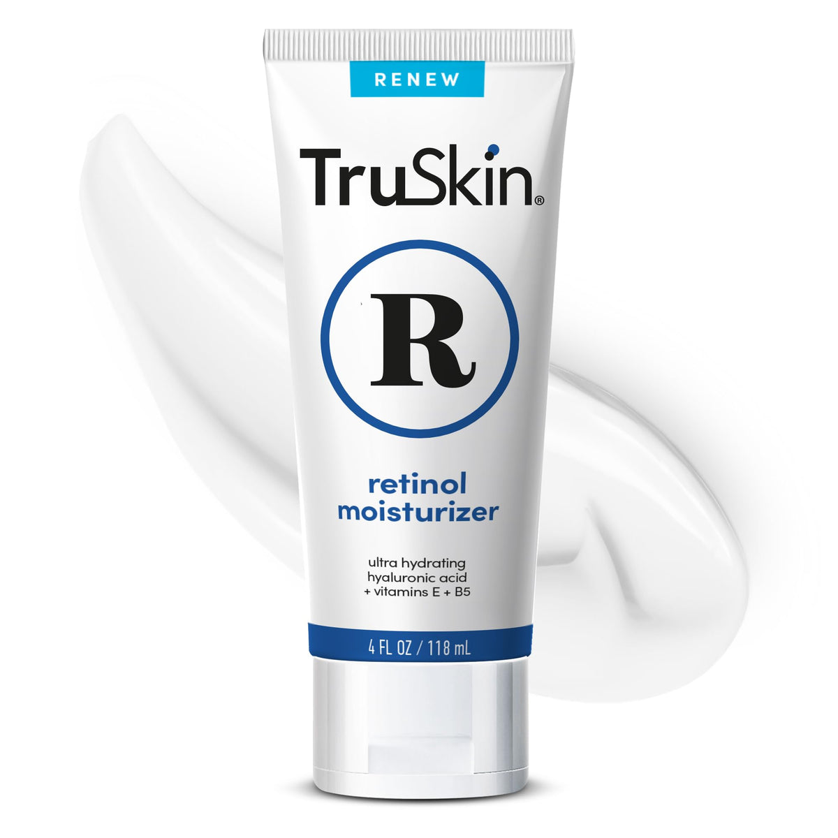 TruSkin Retinol Face Moisturizer bottle pour shows smooth daily hydration.