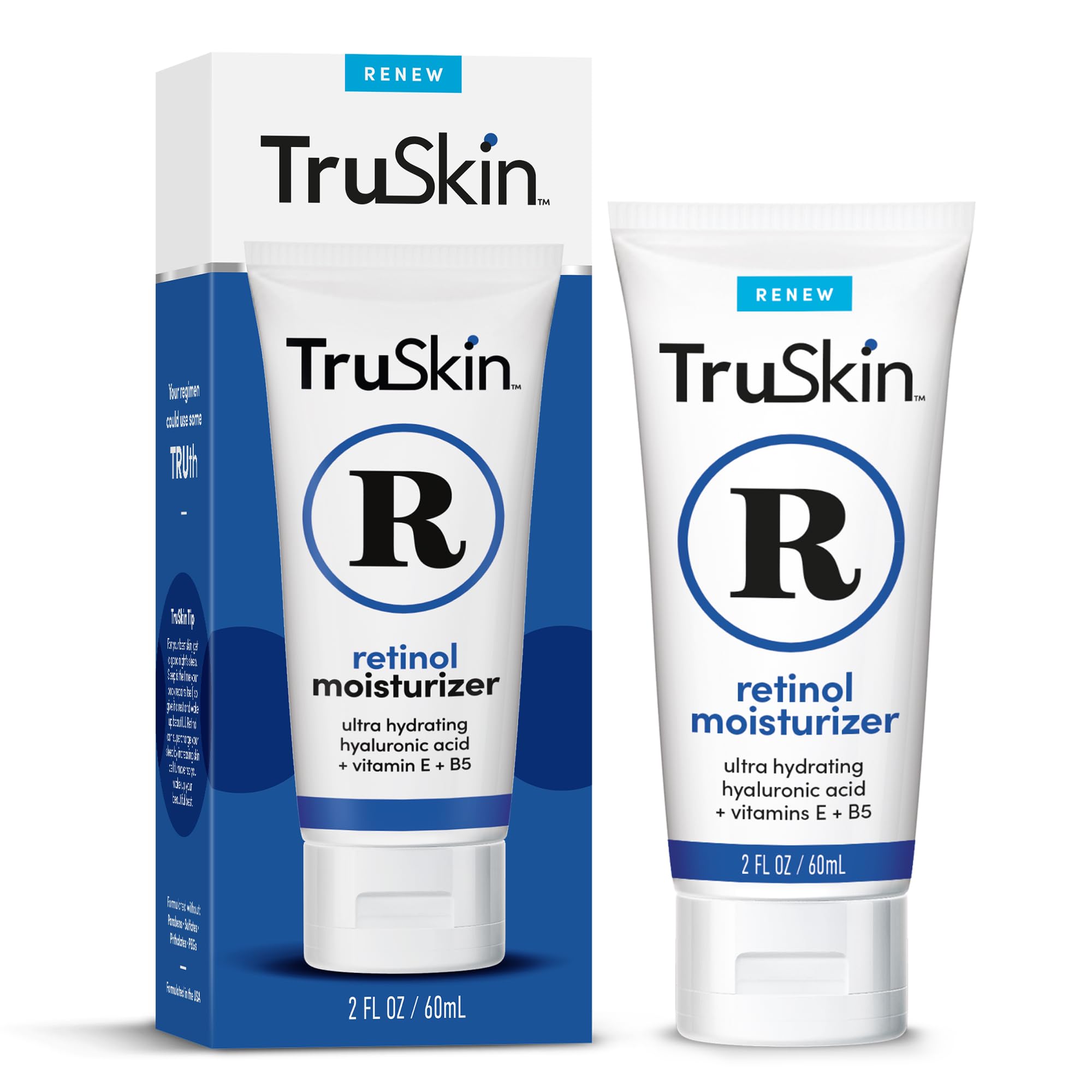 TruSkin retinol moisturizer jar closeup with creamy texture for smoother skin.