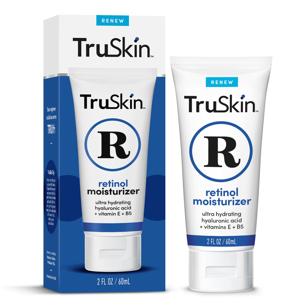 TruSkin retinol moisturizer jar closeup with creamy texture for smoother skin.