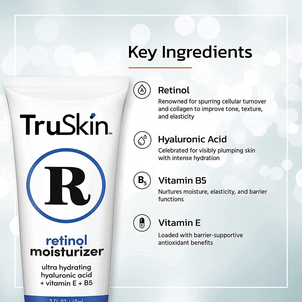 TruSkin Retinol Face Moisturizer texture closeup reveals creamy consistency.