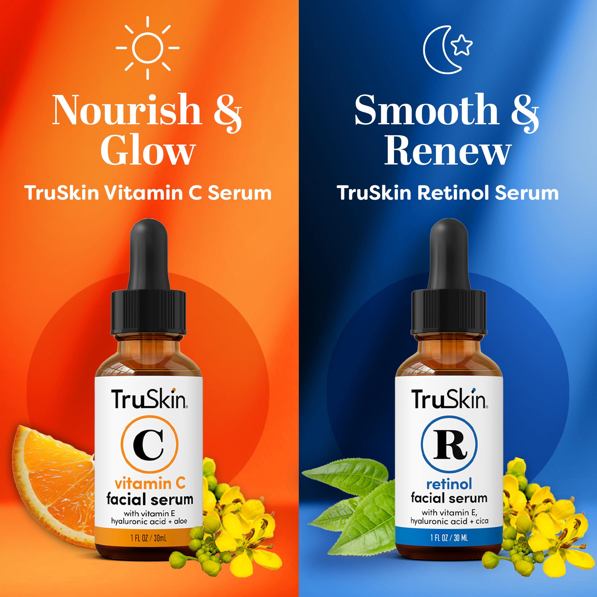 TruSkin Retinol serum bottle supports night-time renewal and smoother texture.