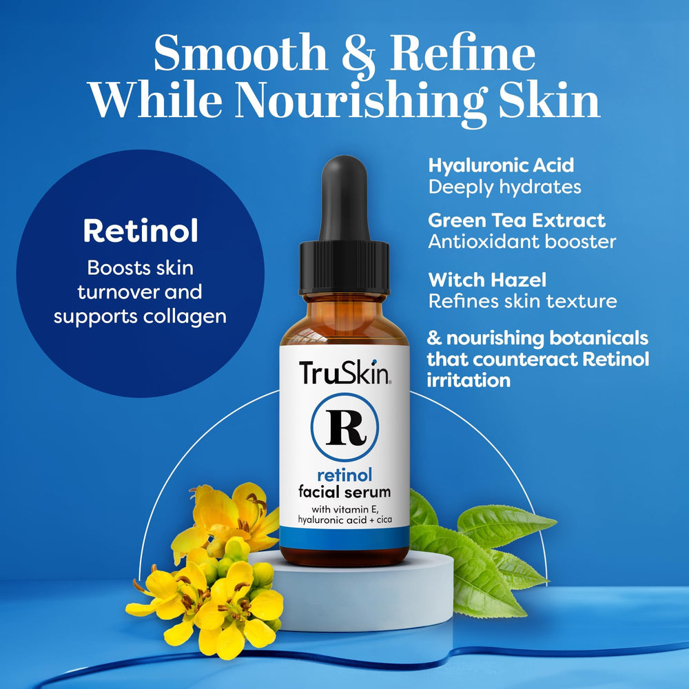 TruSkin Retinol Serum dropper close-up showing precise application