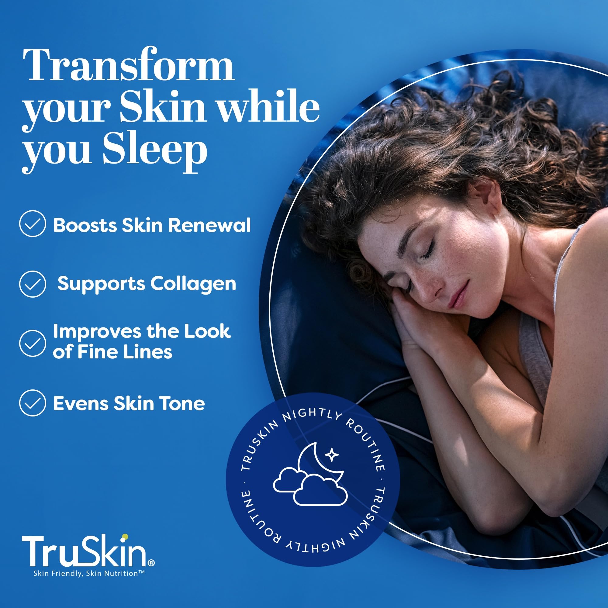 TruSkin retinol serum hyaluronic acid molecule close up emphasizes hydration support