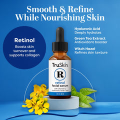 TruSkin retinol serum pump dispense shows easy, controlled nightly application