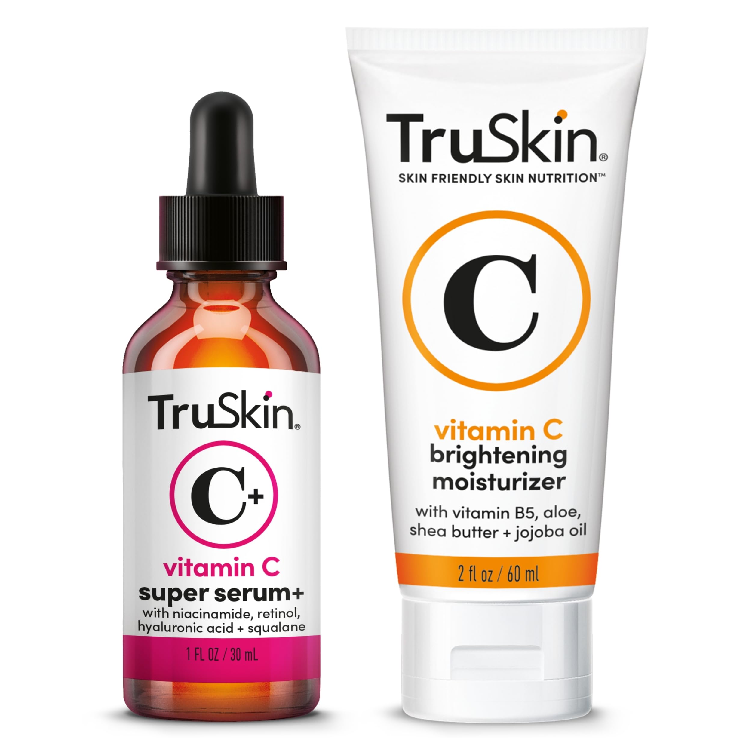 TruSkin Super C Duo serum bottle closeup showing vitamin C blend for radiant skin