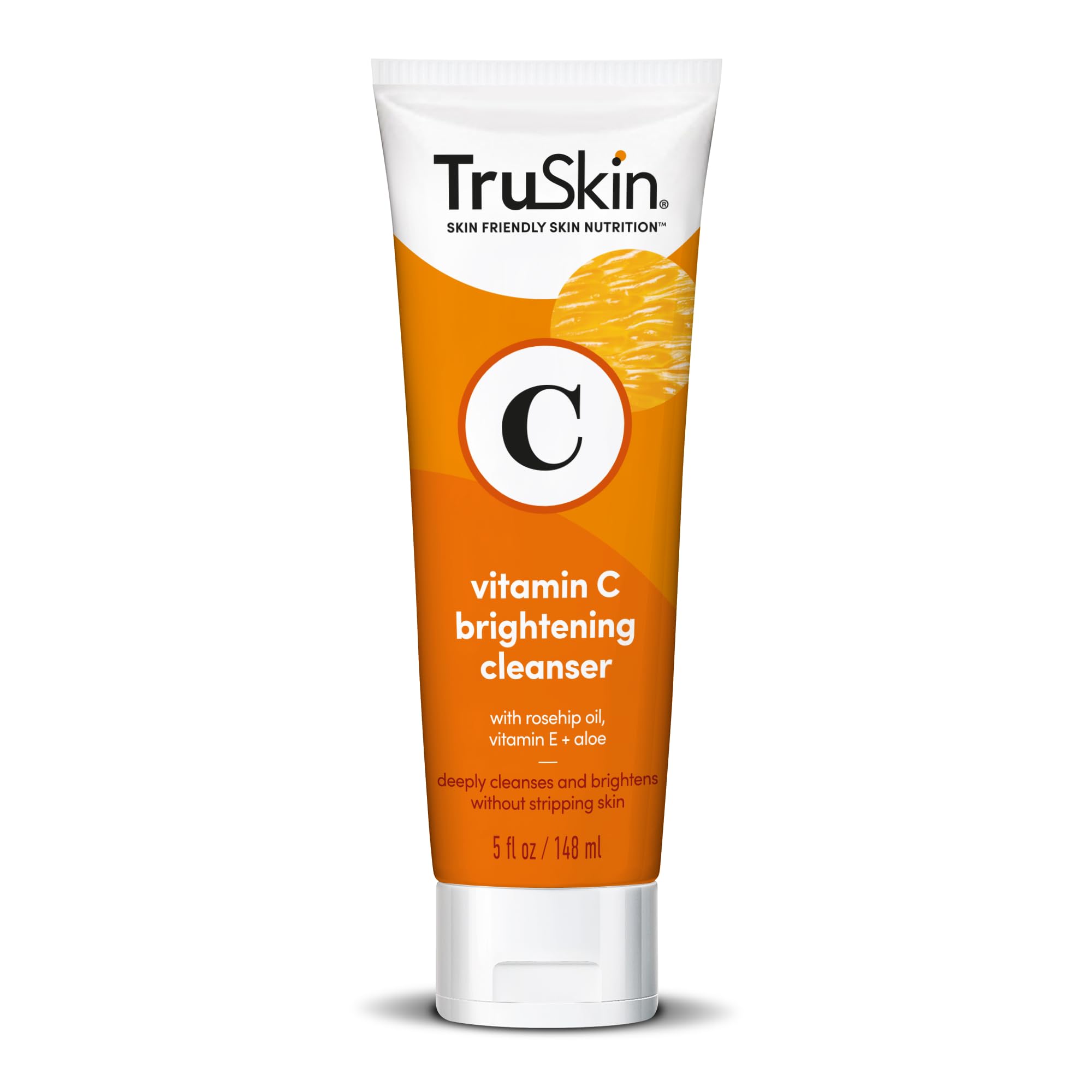 TruSkin Vitamin C Cleanser bottle close-up highlighting brightening formula for radiant skin.