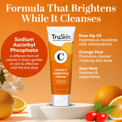 TruSkin Vitamin C Cleanser foaming action on face demonstrates daily cleansing routine.