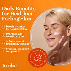 TruSkin Vitamin C Cream face application demonstrates smooth, even spread for radiant tone