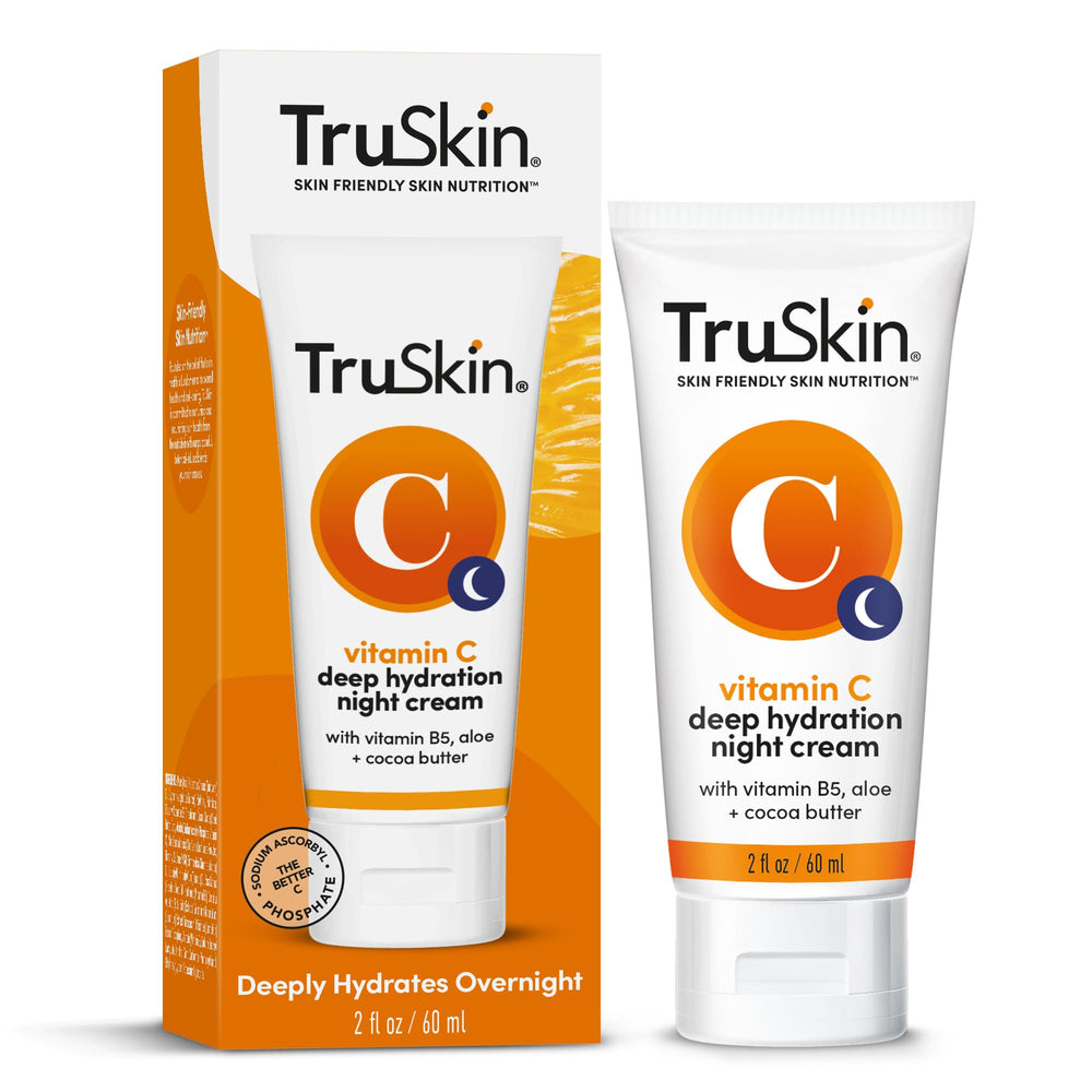 TruSkin Vitamin C Night Cream jar closeup showing rich texture for brightening and nourishment.