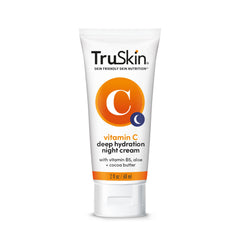 TruSkin Vitamin C Night Cream packaging back label highlights ingredients and USA-made quality.
