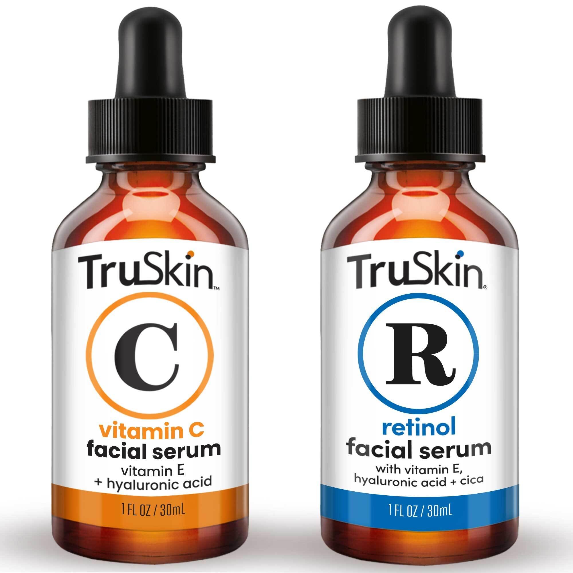 TruSkin Vitamin C serum bottle promotes a brighter, even complexion.