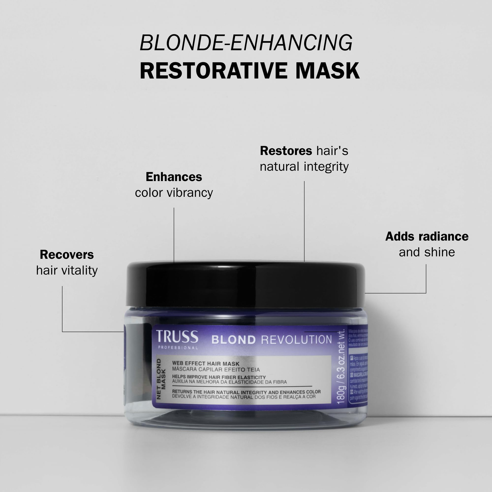 TRUSS Blond Revolution Net Blond Hair Mask cream texture highlights color refreshment and vitality.