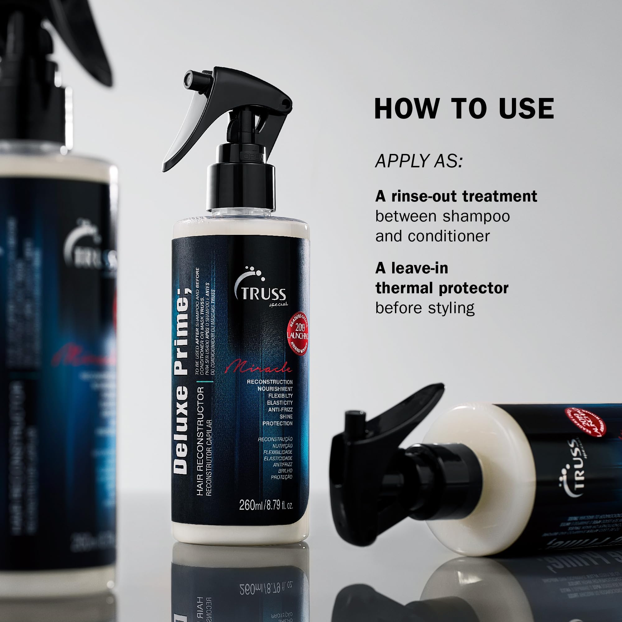 TRUSS Deluxe Prime detangling action captures smoother brushing after washing.