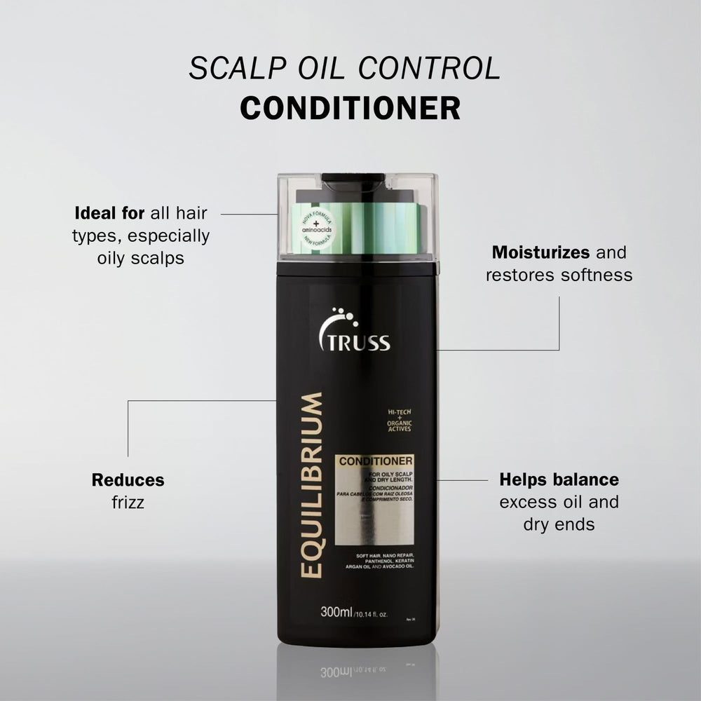 TRUSS Equilibrium keratin argan ingredients close-up highlight nourishing conditioning for ends.