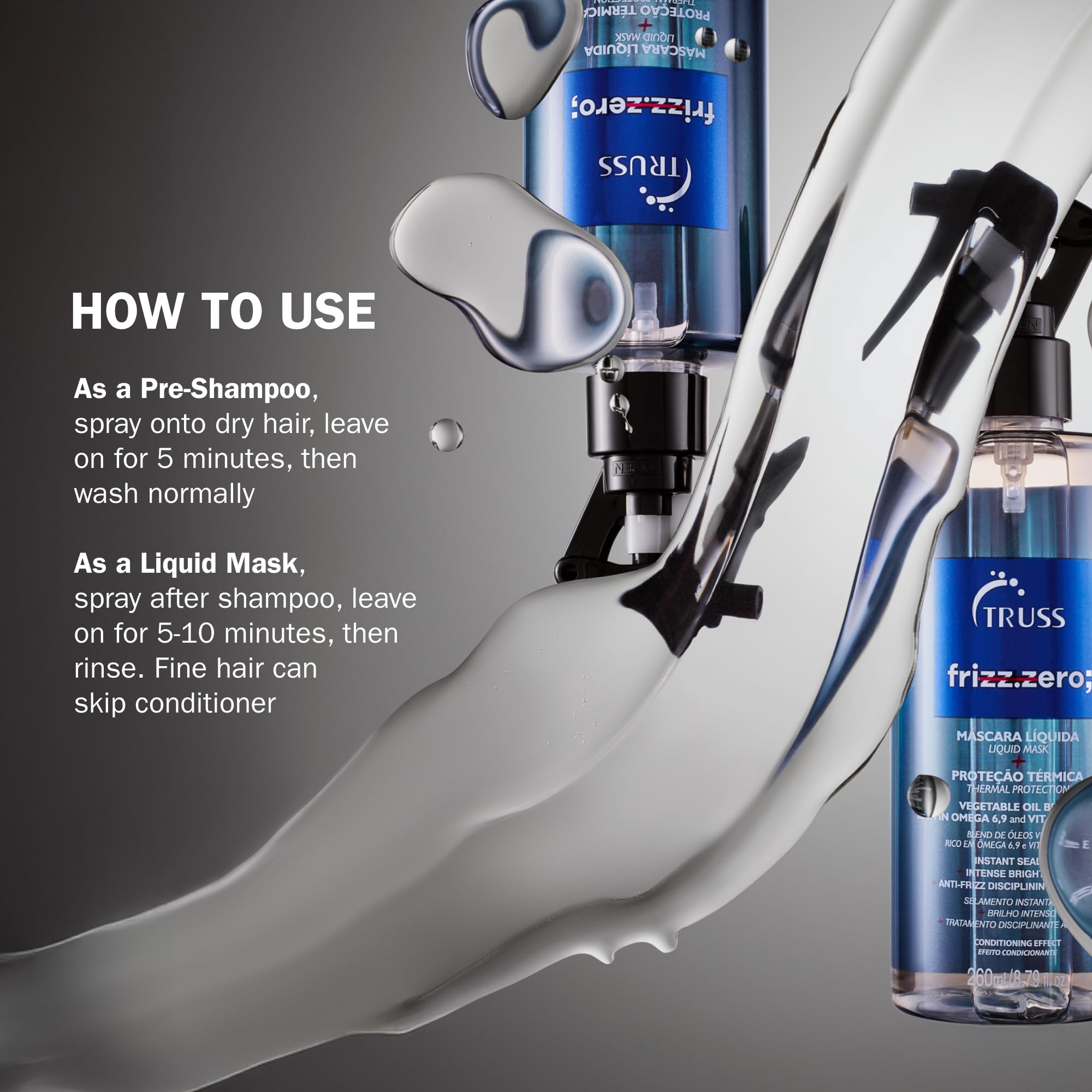 TRUSS Frizz Zero close-up shows creamy texture for conditioning feel
