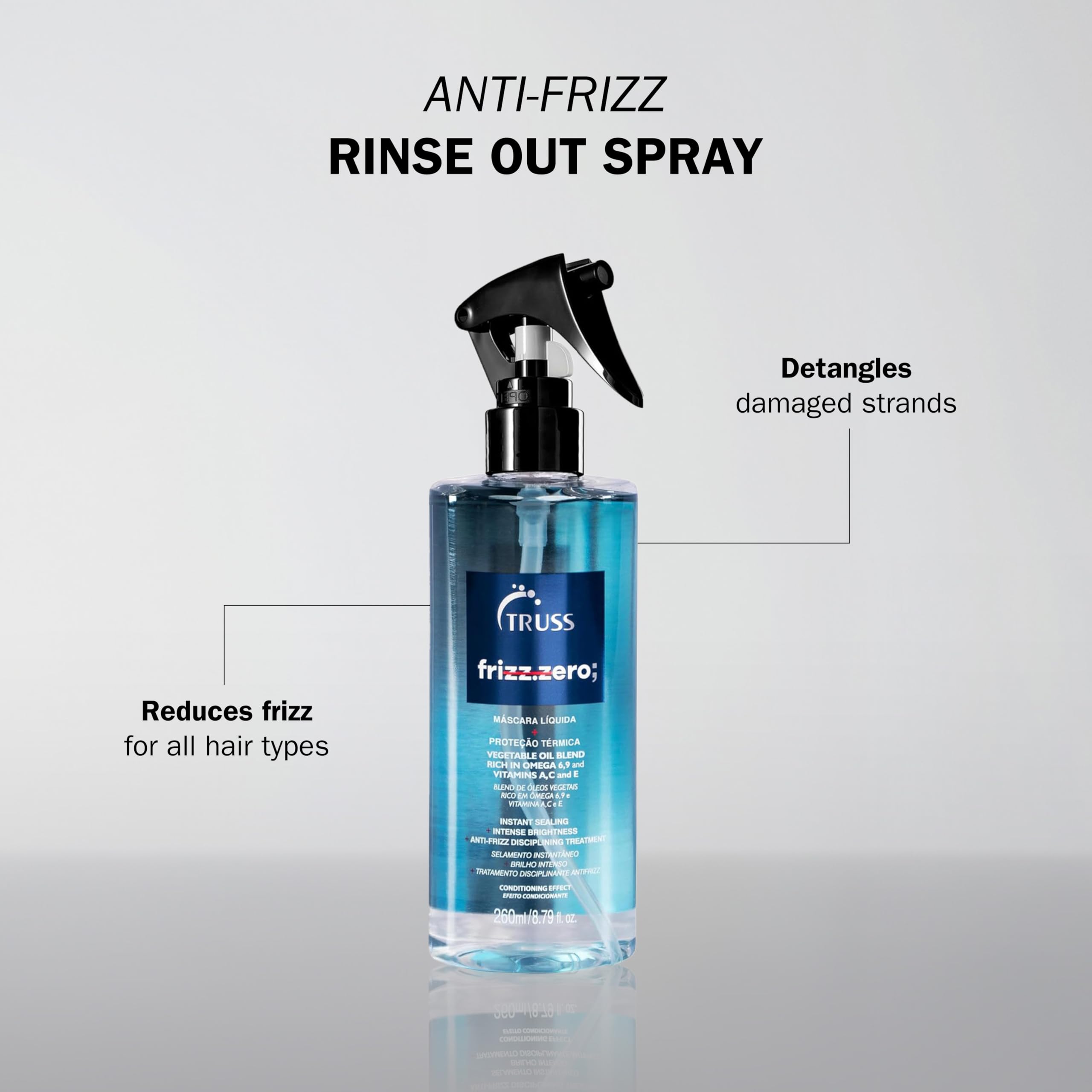 TRUSS Frizz Zero spray mist enables lightweight detangling across hair types