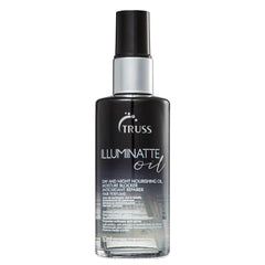 TRUSS Illuminatte hair oil bottle pour for shine and frizz control.