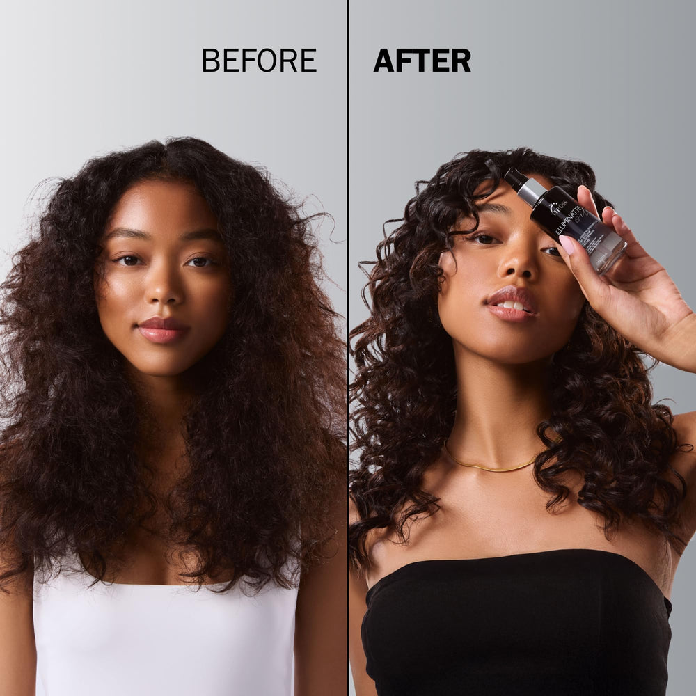 TRUSS Illuminatte hair oil on strands delivers radiant softness and manageability.