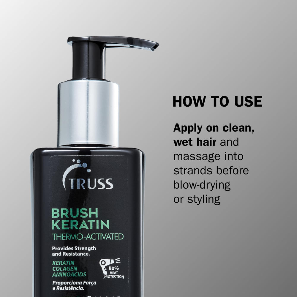 Close-up of TRUSS Keratin Hair Treatment texture signaling hydration and elasticity boost.