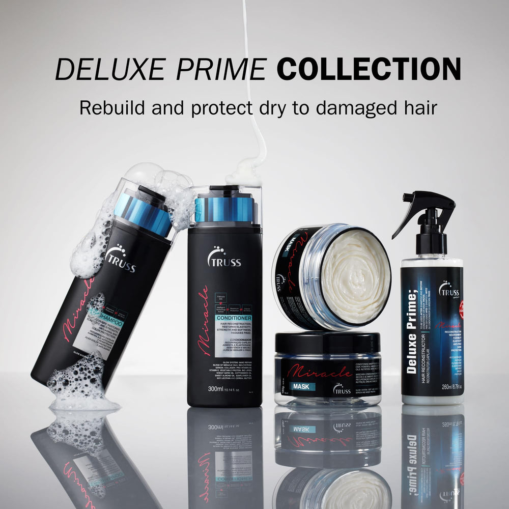 TRUSS Miracle Hair Conditioner color protection close-up shows vibrant color retention.