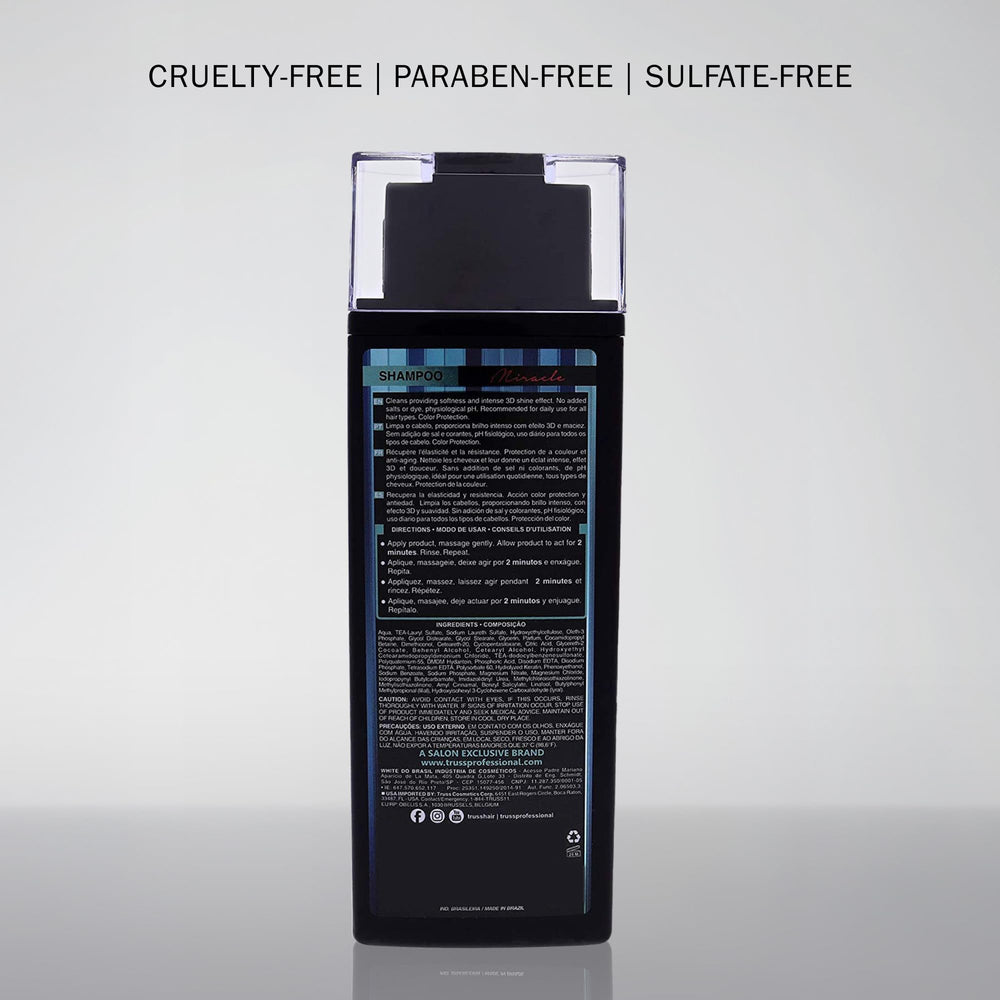 TRUSS Miracle Hair Shampoo in shower emphasizing color protection and shine