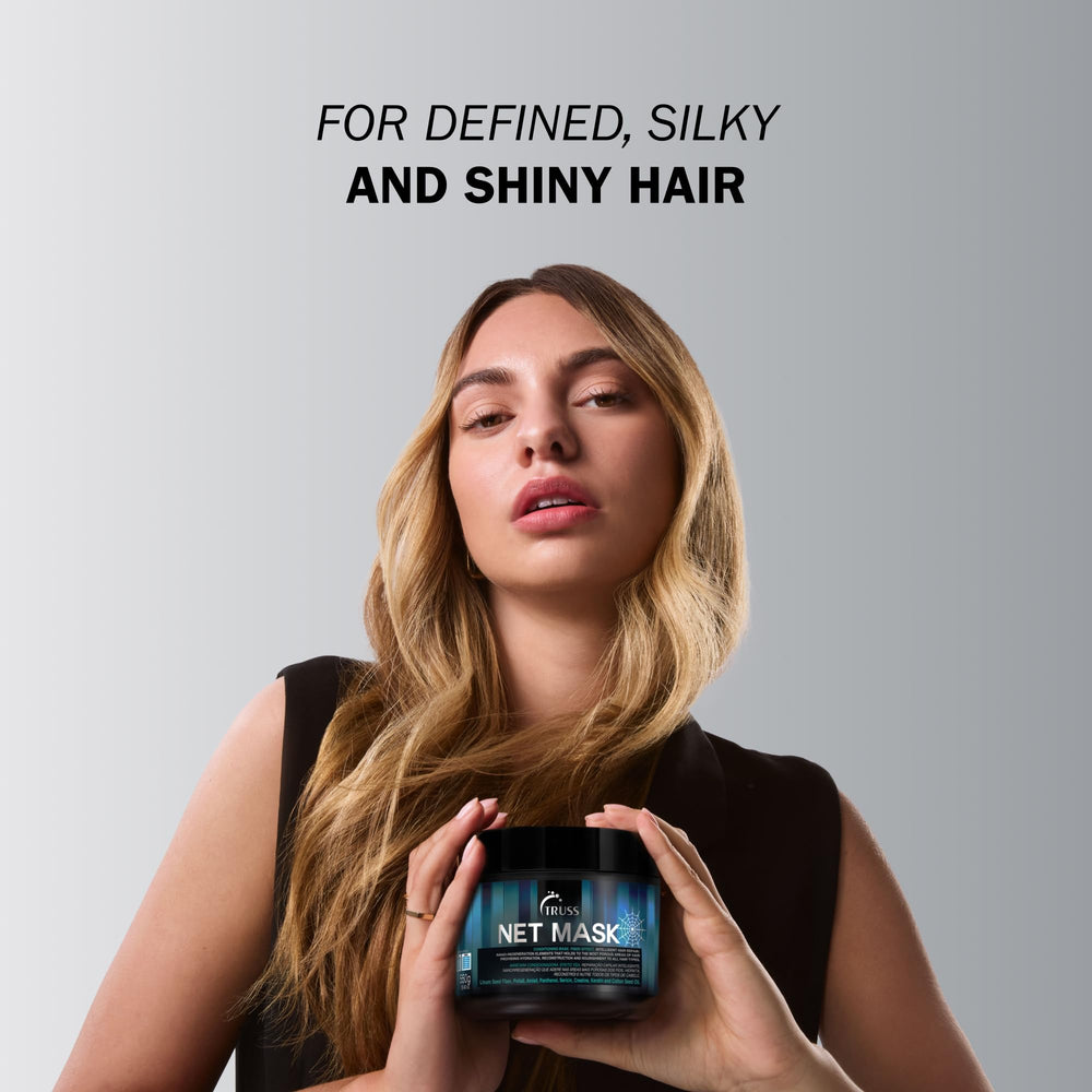TRUSS Net Deep Conditioning Hair Mask hands applying for even conditioning.