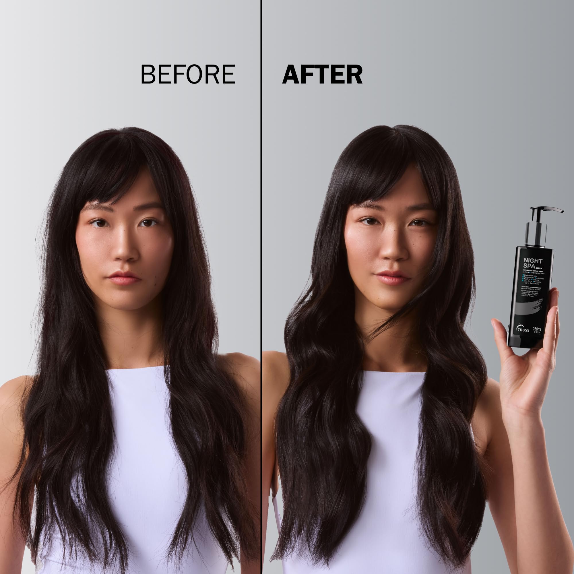 TRUSS Night Spa mid-length application on hair for targeted hydration