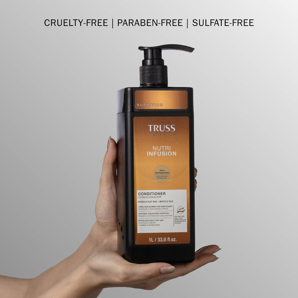 TRUSS Nutri Infusion shampoo duo pairing image reinforces a complete routine.