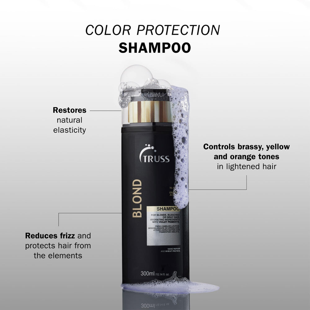 TRUSS Purple Shampoo & Toner lather promotes even color refresh between salon visits