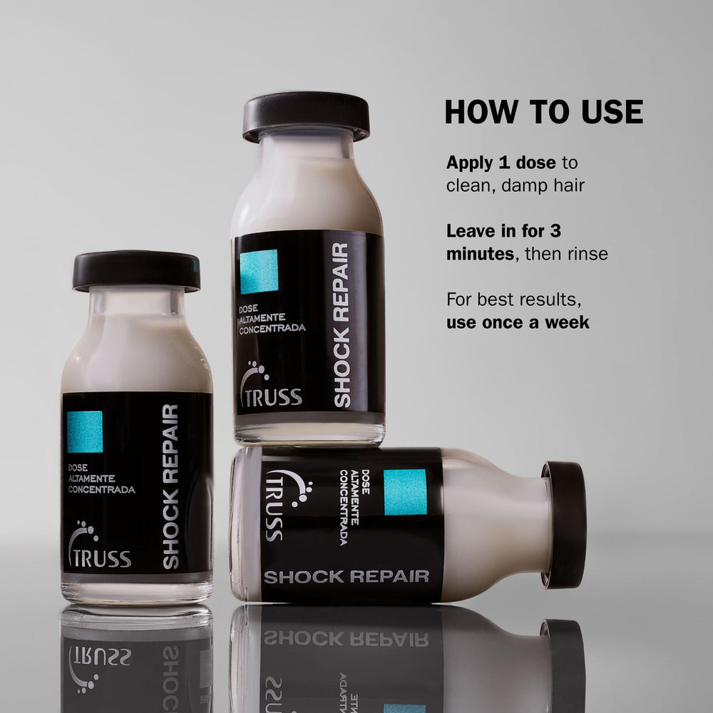 TRUSS ampoule massage action demonstrates a quick three-minute wait for absorption.