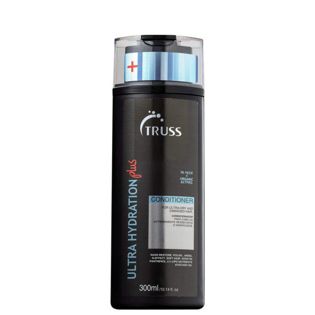 TRUSS Ultra Hydration Plus bottle dispensing conditioner for deep moisture and frizz control.