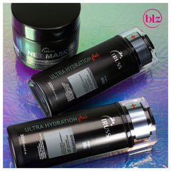 Hands applying TRUSS Ultra Hydration Plus to mid-lengths for detangling and shine.