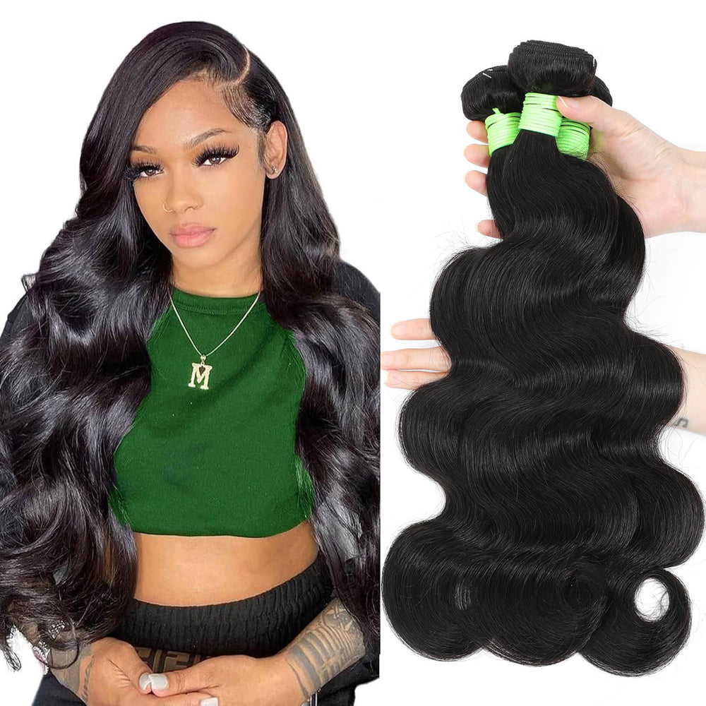 Tryfey body wave bundles 18-inch full-head demonstrates fullness and easy styling
