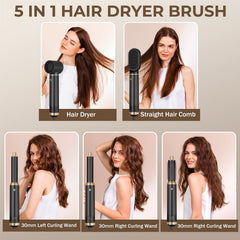 Trylater 5-in-1 blow dryer brush heads magnets for quick switching.