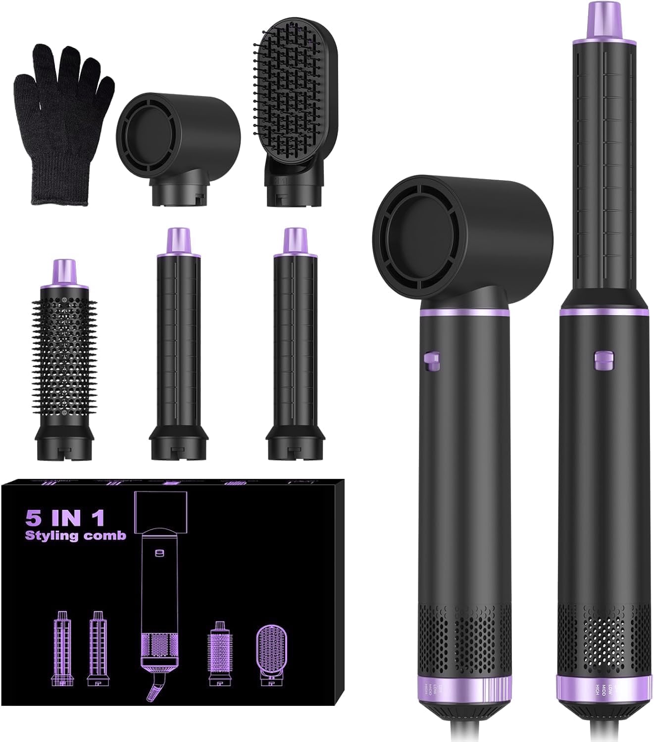 Trylater 5-in-1 hair dryer brush all-in-one tool demonstrates versatile styling options.