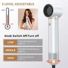 TryLater rotating air curler provides uniform curls with clockwise and counterclockwise options.
