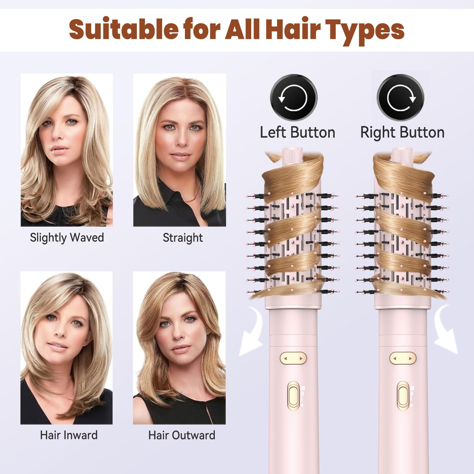 Trylater rotating brush with 2 inch attachment delivers smooth drying and lift.