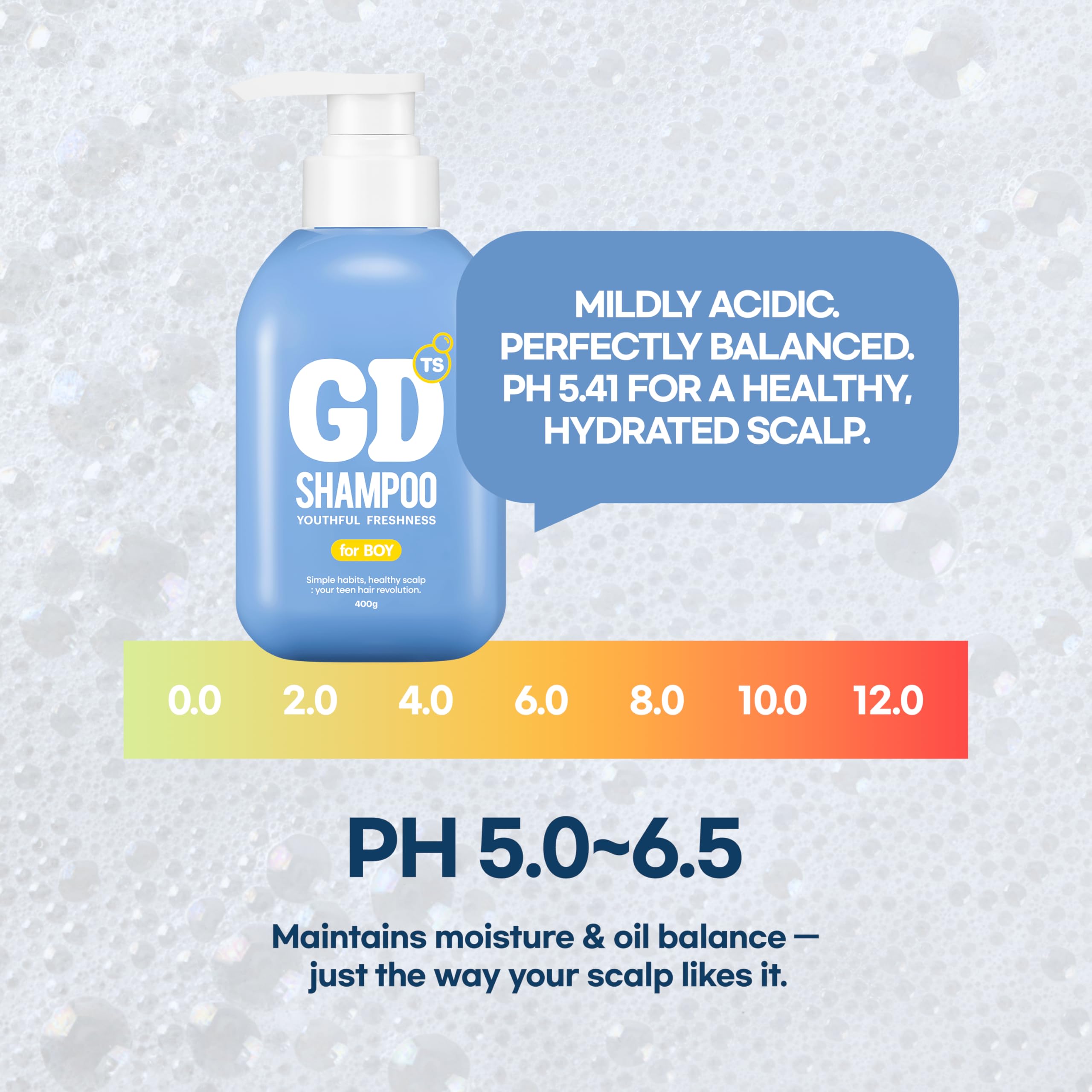 TS GD Shampoo fruity fragrance wafting from bottle.