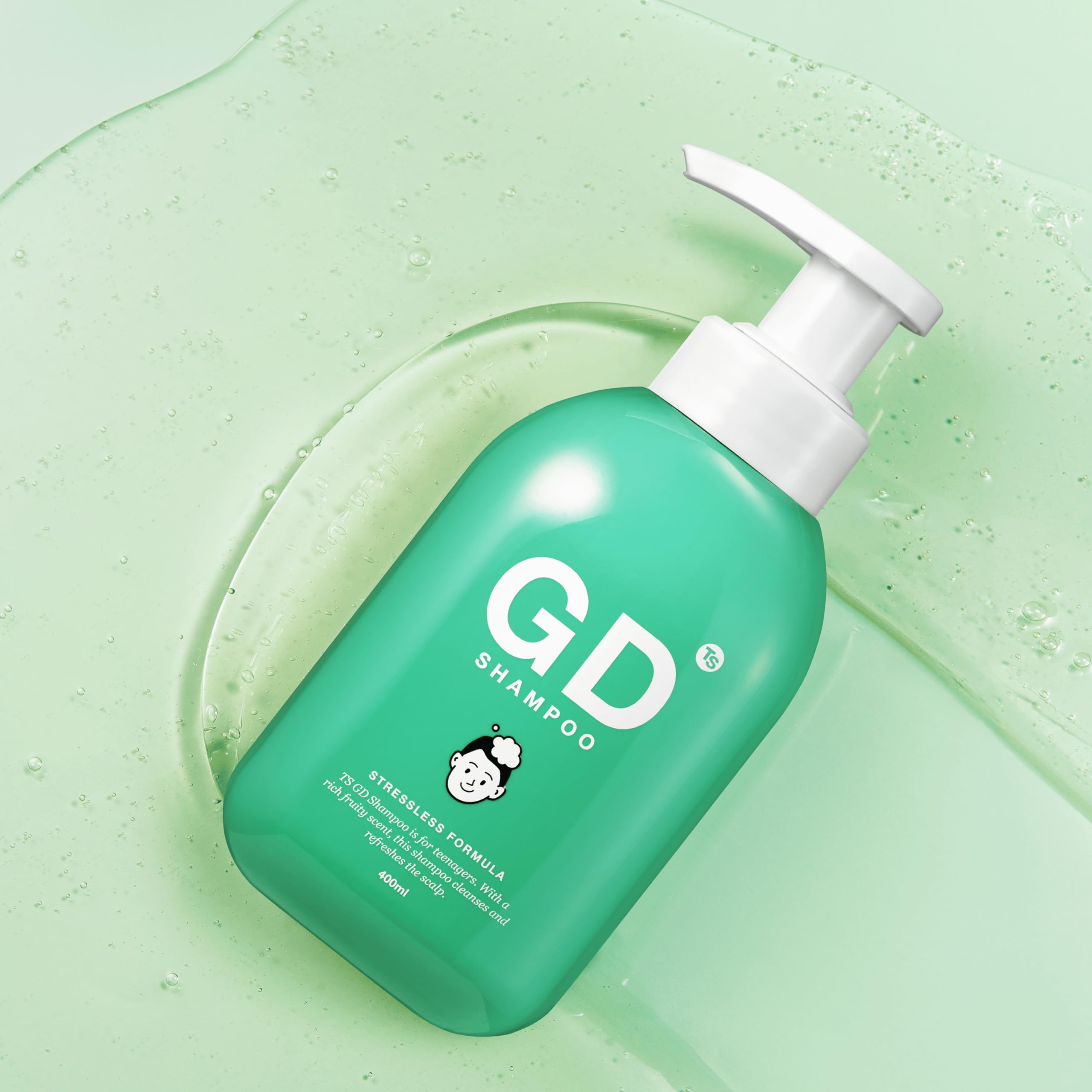 TS GD Shampoo teen routine scene emphasizes refreshed scalp after washing.
